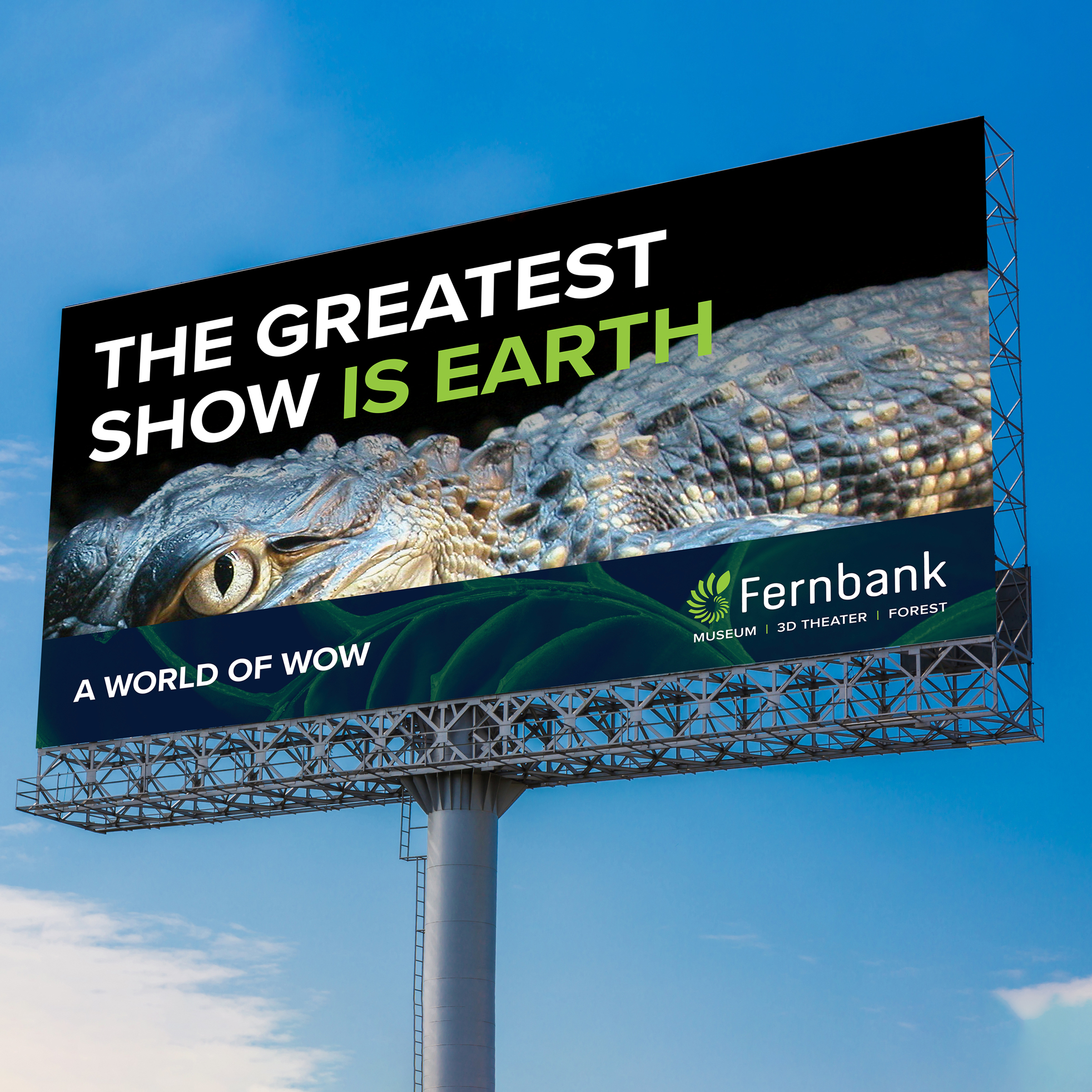 Fernbank Billboard that says The Greatest Show Is Earth